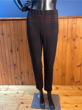 Classic Black & Red Plaid Tweed Ponte Pants - Women. NWOT
